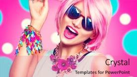  Presentation with pink beauty - Beautiful slide deck featuring sunglasses over bright polka dot backdrop and a coral colored foreground