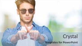  Presentation with railroad crossing railroad crossing sign - Slide set featuring sunglasses over isolated background rejection background and a  colored foreground