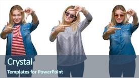  Presentation with poetry creativity concept - Slide deck consisting of sunglasses over white isolated backgroud background and a  colored foreground