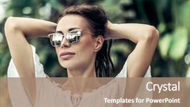  Presentation with female - Colorful presentation theme enhanced with sunglasses posing over exotic plant backdrop and a  colored foreground