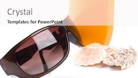  Presentation with lotion - Amazing PPT theme having sunglasses-shells-and-lotion-closeup backdrop and a white colored foreground