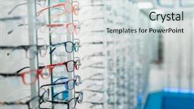  Presentation with optic - Beautiful PPT layouts featuring sunglasses showcase in optic shop backdrop and a sky blue colored foreground