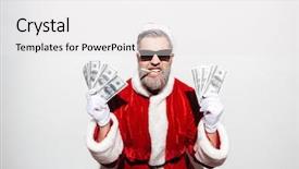  Presentation with santa claus holding scroll paper - Audience pleasing presentation theme consisting of sunglasses smoking and holding money backdrop and a white colored foreground