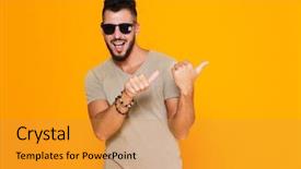  Presentation with rainbow over orad - Slides consisting of sunglasses standing isolated over orange background and a  colored foreground