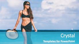  Presentation with luxury lifestyle - PPT layouts featuring sunglasses sun hat black background and a teal colored foreground