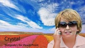  Presentation with diversity bright colors - Theme enhanced with sunglasses talking on cell phone background and a red colored foreground