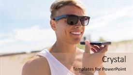  Presentation with recorder - Audience pleasing slides consisting of sunglasses using voice command backdrop and a  colored foreground