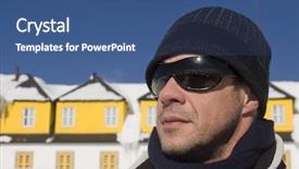  Presentation with forward - Cool new PPT theme with sunglasses winter - man looking forward backdrop and a  colored foreground