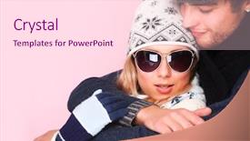  Presentation with clothes - Theme featuring sunglasses winter - portrait of embracing young couple background and a pink colored foreground