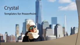  Presentation with new york city subway station - Cool new slide deck with sunglasses winter - woman in new york city backdrop and a  colored foreground