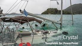  Presentation with sailing ship - Presentation featuring sunken-sailing-ship-during background and a gray colored foreground
