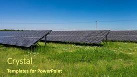  Presentation with solar energy - Cool new PPT theme with sunlight as a resource of renewable energy solar panels on a sunny day backdrop and a tawny brown colored foreground