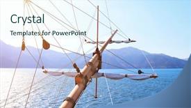  Presentation with ship navigation - Presentation consisting of sunlight at sea background and a sky blue colored foreground