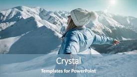  Presentation with mountain top - PPT theme enhanced with sunlight at sunny winter background and a teal colored foreground