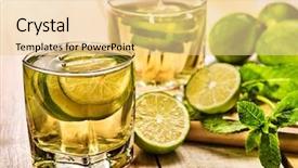  Presentation with green life - Slide deck with transparent drink and half lime background and a lemonade colored foreground