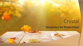  Presentation with autumn leaves falling - Presentation theme consisting of sunlight-in-autumn-forest-beautiful background and a gold colored foreground