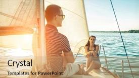  Presentation with love story - Colorful PPT theme enhanced with sunlight on yacht - happy exclusive backdrop and a coral colored foreground