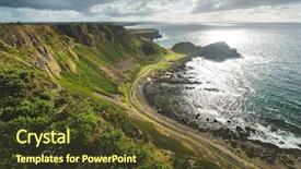  Presentation with water ocean - PPT layouts having sunlit ocean green shore background and a tawny brown colored foreground