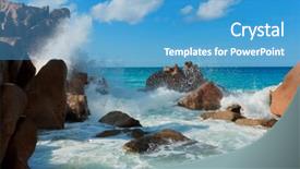  Presentation with foam - PPT theme with sunlit sea foam ladigue stones background and a teal colored foreground