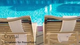  Presentation with swimming pool - Amazing PPT layouts having sunloungers-by-swimming-pool backdrop and a coral colored foreground