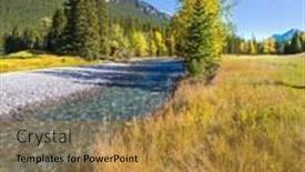  Presentation with mountain stream - Cool new presentation with sunny autumn day in the rocky mountains of canada the drying-up stream in the mountain valley park banff backdrop and a gold colored foreground