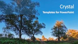  Presentation with sun rays on blue sky - Audience pleasing slide deck consisting of sunny autumnal field under blue backdrop and a teal colored foreground