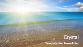  Presentation with sunny sky - Cool new presentation with sunny day - beach and sea on sky backdrop and a coral colored foreground
