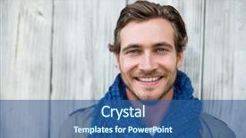  Presentation with portrait happy family smiling - Audience pleasing presentation theme consisting of sunny day - portrait of happy young man backdrop and a ocean colored foreground