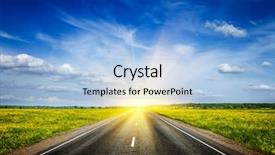  Presentation with meadow - Cool new PPT theme with sunny day - travel concept background - road backdrop and a light blue colored foreground