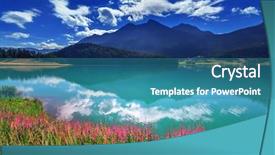  Presentation with clear sunny day rural landscape - Theme consisting of sunny day at champferersee lake background and a teal colored foreground