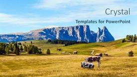  Presentation with tourism hiking - Audience pleasing presentation theme consisting of sunny-day-for-photographing backdrop and a sky blue colored foreground