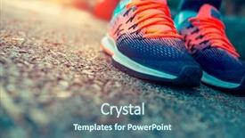  Presentation with running shoes - Amazing presentation having sunny day life energy health backdrop and a ocean colored foreground