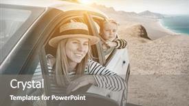  Presentation with journey - Presentation featuring sunny day travel family background and a gray colored foreground