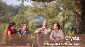  Presentation with friends - Presentation theme having sunny day while smoking hookah background and a  colored foreground