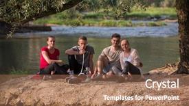  Presentation with friends - PPT theme consisting of sunny day while smoking hookah background and a coral colored foreground