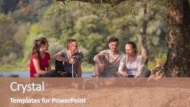  Presentation with friends - Colorful slide set enhanced with sunny day while smoking hookah backdrop and a coral colored foreground