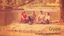  Presentation with hookah - Audience pleasing PPT theme consisting of sunny day while smoking hookah backdrop and a coral colored foreground