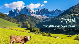  Presentation with green mountains - Cool new presentation with sunny in dolomites forested mountains backdrop and a ocean colored foreground