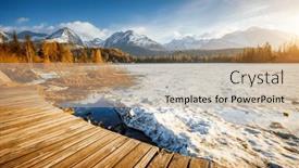  Presentation with earth day - Slide deck having sunny-landscape-of-a-frozen background and a coral colored foreground