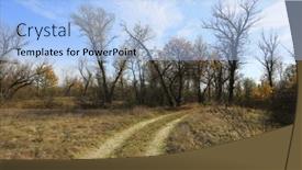  Presentation with forest road - Beautiful slide deck featuring sunny-landscape-with-rut-road backdrop and a light blue colored foreground