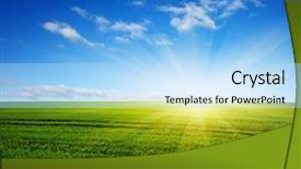  Presentation with sky sun - Audience pleasing slides consisting of sunny meadow - green field blue sky backdrop and a light blue colored foreground