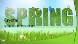  Presentation with floral spring frames - Cool new slide set with sunny medow colour butterfly - spring word with butterflies backdrop and a  colored foreground