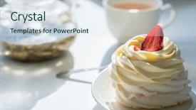  Presentation with tea cake - Presentation design with sunny room tea party background and a  colored foreground
