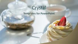  Presentation with tea cake - Beautiful PPT theme featuring sunny room tea party backdrop and a  colored foreground