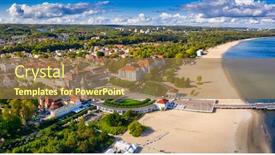  Presentation with scenery - PPT layouts with sunny-scenery-of-sopot-city background and a coral colored foreground