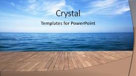  Presentation with sea - Colorful presentation design enhanced with sunny sea and wooden walkway backdrop and a light blue colored foreground