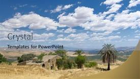  Presentation with tree farm - Presentation design with sunny-sicily-landscape-of-countryside background and a light blue colored foreground