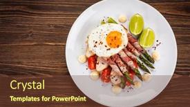  Presentation with bacon - Presentation theme having sunny-side-up-egg background and a tawny brown colored foreground