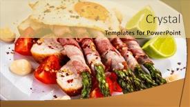  Presentation with asparagus - Presentation featuring sunny-side-up-egg background and a yellow colored foreground