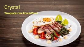  Presentation with asparagus - Slide set consisting of sunny-side-up-egg background and a tawny brown colored foreground